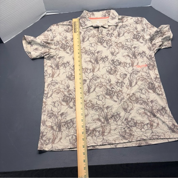 Macade Golf Concept Taylor Flower Beige Camp Polo Shirt Men's Sz L - Picture 5 of 9